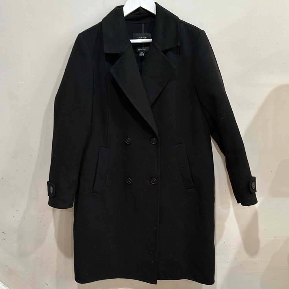 Women’s Asos Ever New Synthetic Wool Midi Double Breasted Coat Black Size 10